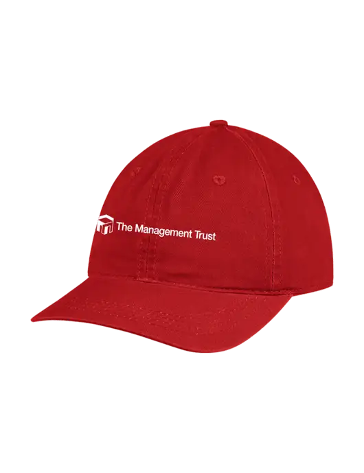 Garment Washed Unstructured Twill Red Cap w/The Management Trust Logo