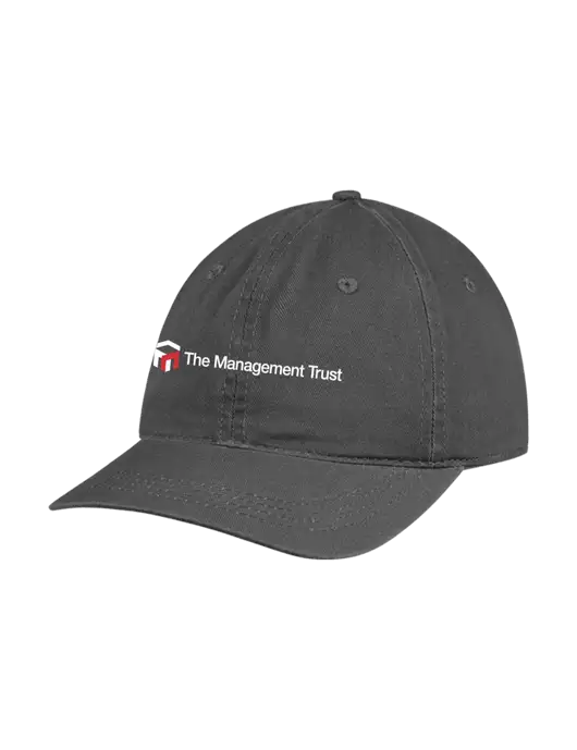 Garment Washed Unstructured Twill Charcoal Cap w/The Management Trust Logo