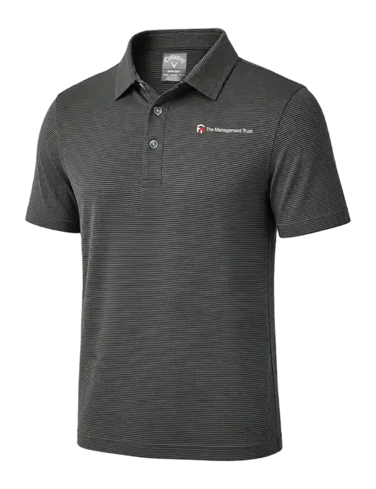 Callaway Black Fine Line Stripe Polo w/The Management Trust Logo