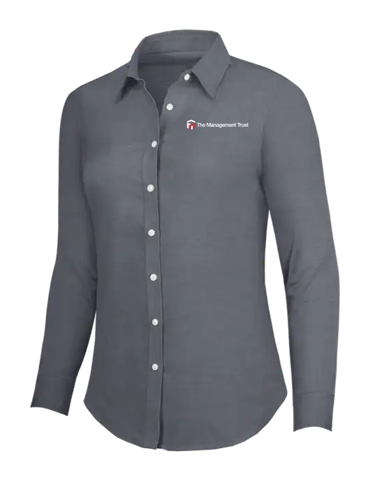 Dark Grey Womens SuperPro Oxford Shirt w/The Management Trust Logo