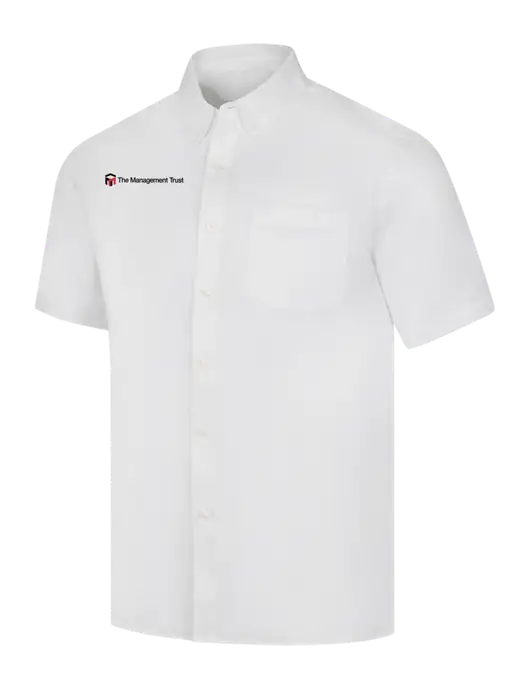 Short Sleeve White Superpro React Twill Shirt w/The Management Trust Logo