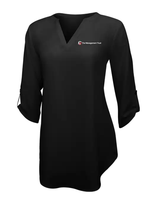 Womens Black 3/4 Sleeve Tunic Blouse w/The Management Trust Logo
