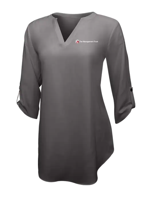 Dark Grey Womens 3/4 Sleeve Tunic Blouse w/The Management Trust Logo