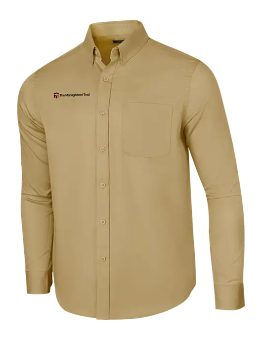 Long Sleeve Dark Tan Superpro React Twill Shirt w/The Management Trust Logo