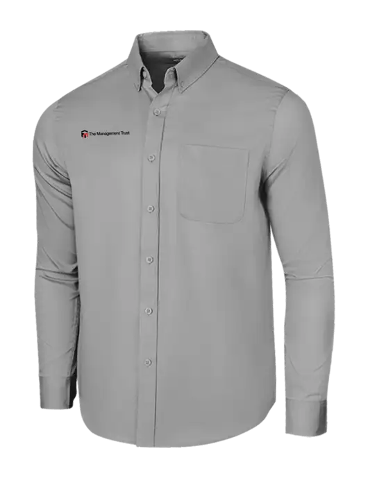 Long Sleeve Light Grey Superpro React Twill Shirt w/The Management Trust Logo