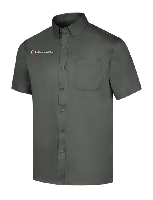 Short Sleeve Dark Grey Superpro React Twill Shirt w/The Management Trust Logo