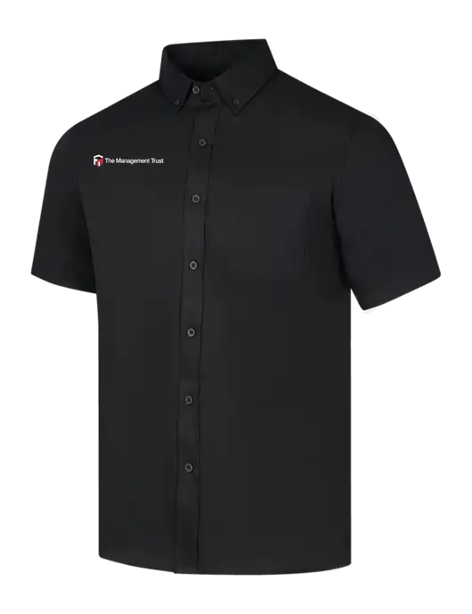 Short Sleeve Deep Black Superpro React Twill Shirt w/The Management Trust Logo