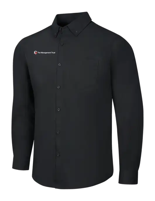 Black Long Sleeve Carefree Poplin Shirt w/The Management Trust Logo