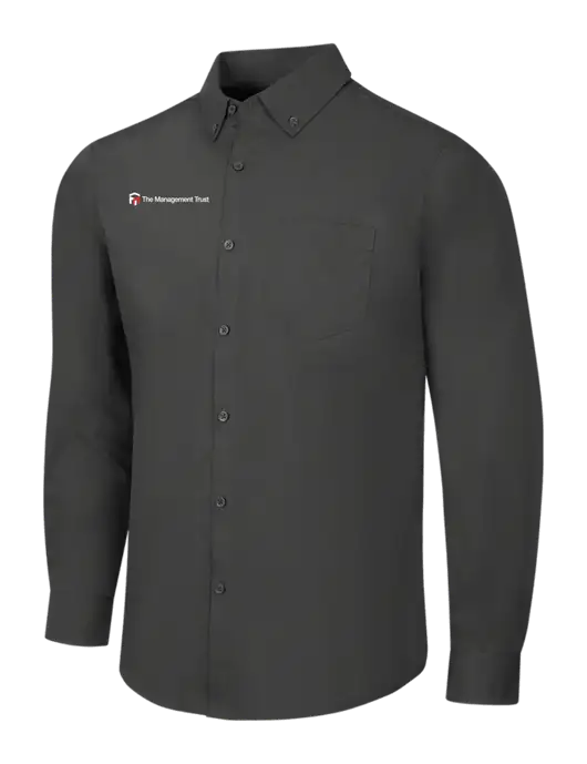 Dark Grey Long Sleeve Carefree Poplin Shirt w/The Management Trust Logo