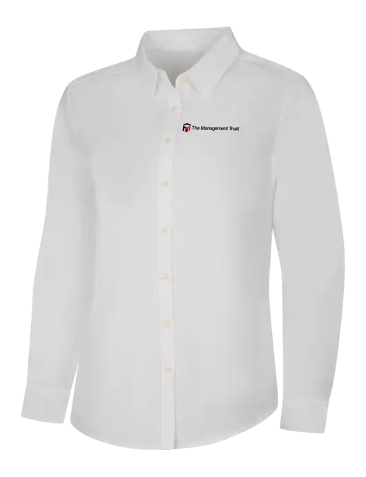 Womens White Long Sleeve Superpro React Twill Shirt w/The Management Trust Logo