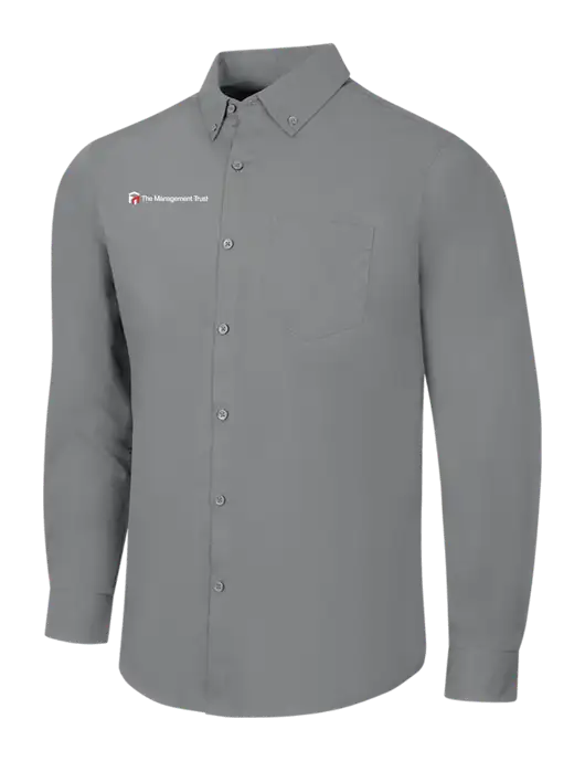 Medium Grey Long Sleeve Carefree Poplin Shirt w/The Management Trust Logo