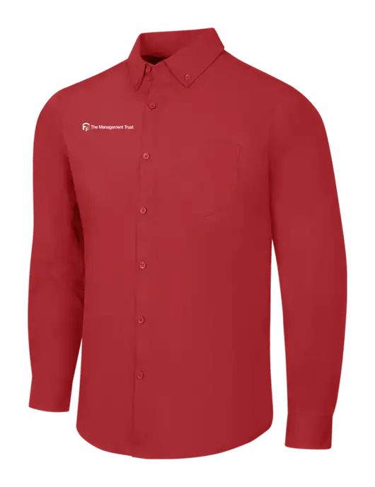 Red Long Sleeve Carefree Poplin Shirt w/The Management Trust Logo
