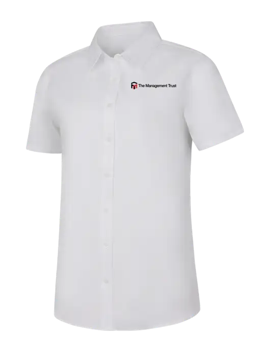 Womens White Short Sleeve Superpro React Twill Shirt w/The Management Trust Logo