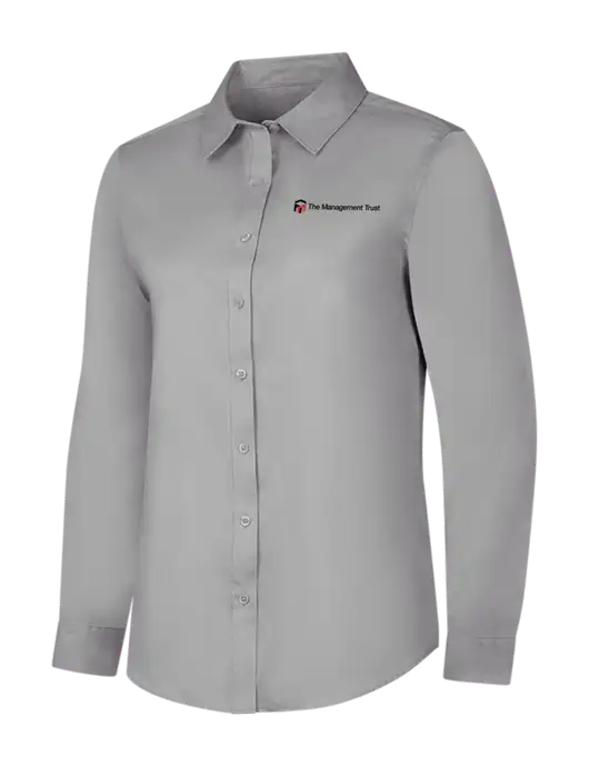 Light Grey Womens Long Sleeve Superpro React Twill Shirt w/The Management Trust Logo