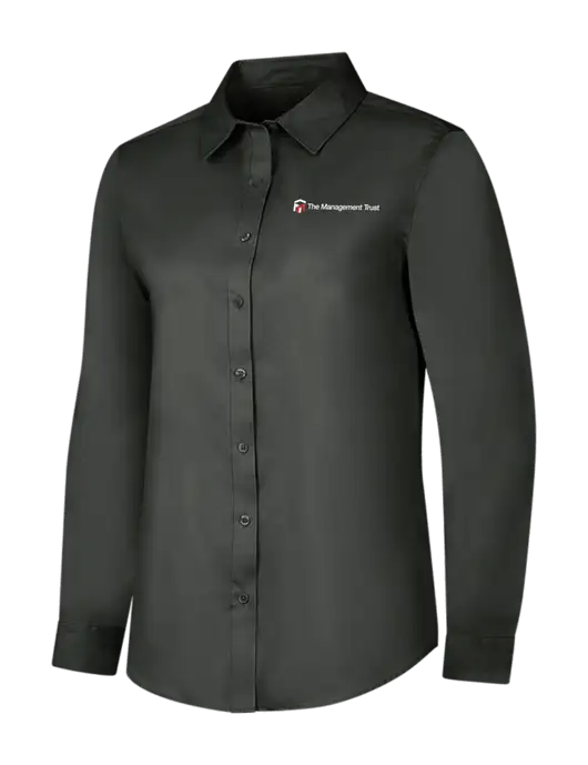 Dark Grey Womens Long Sleeve Superpro React Twill Shirt w/The Management Trust Logo