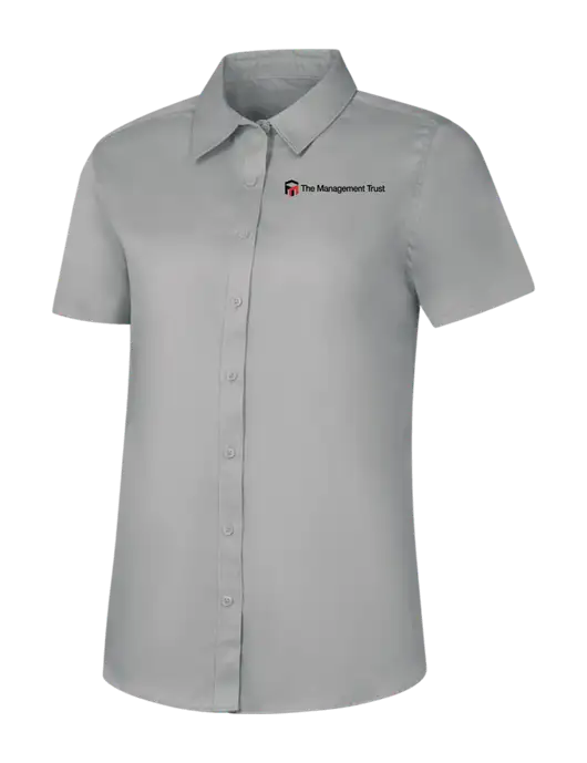 Womens Light Grey Short Sleeve Superpro React Twill Shirt w/The Management Trust Logo