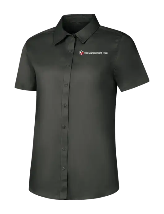 Womens Dark Grey Short Sleeve Superpro React Twill Shirt w/The Management Trust Logo
