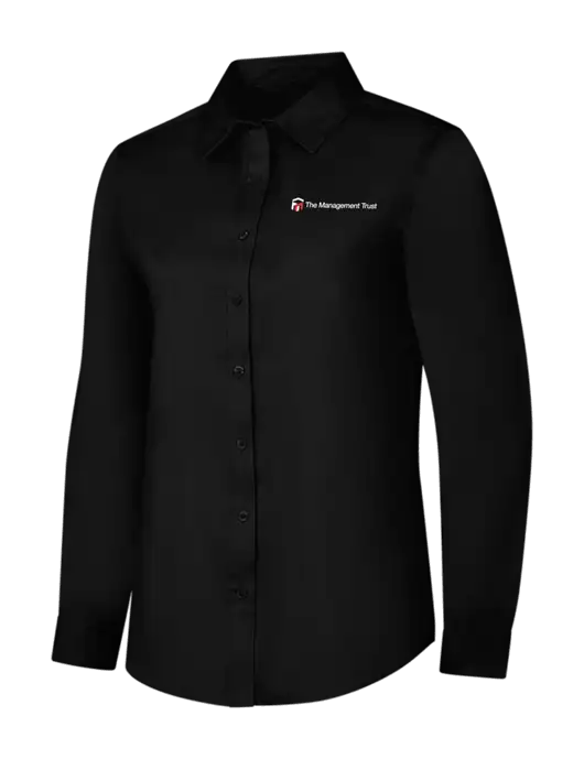 Womens Black Long Sleeve Superpro React Twill Shirt w/The Management Trust Logo