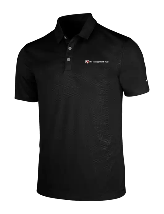 NIKE Black Dri-Fit Embossed Tri-Blade Polo w/The Management Trust Logo