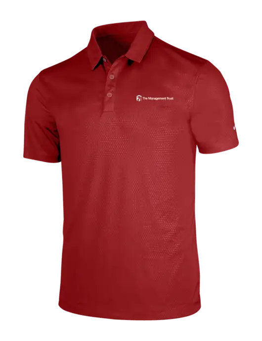 NIKE Red Dri-Fit Embossed Tri-Blade Polo w/The Management Trust Logo