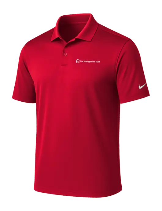 NIKE Red Victory Solid Polo w/The Management Trust Logo
