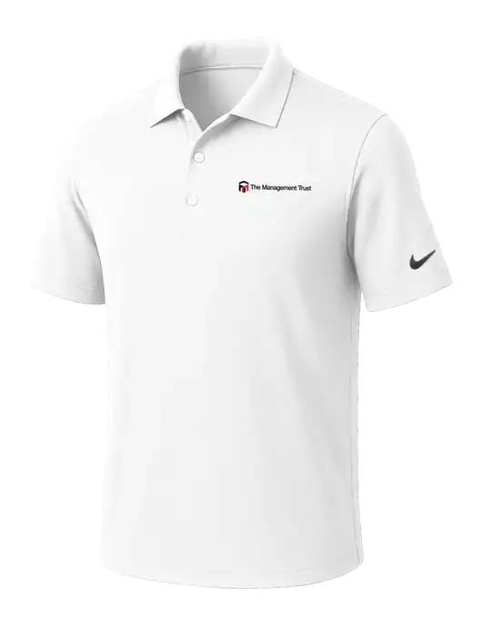 NIKE White Dri-Fit Micro Pique Polo w/The Management Trust Logo