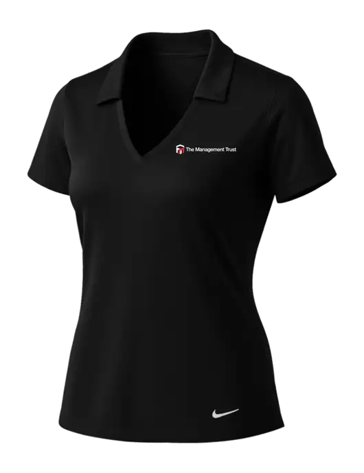 NIKE Black Womens Dri-Fit Vertical Mesh Polo w/The Management Trust Logo