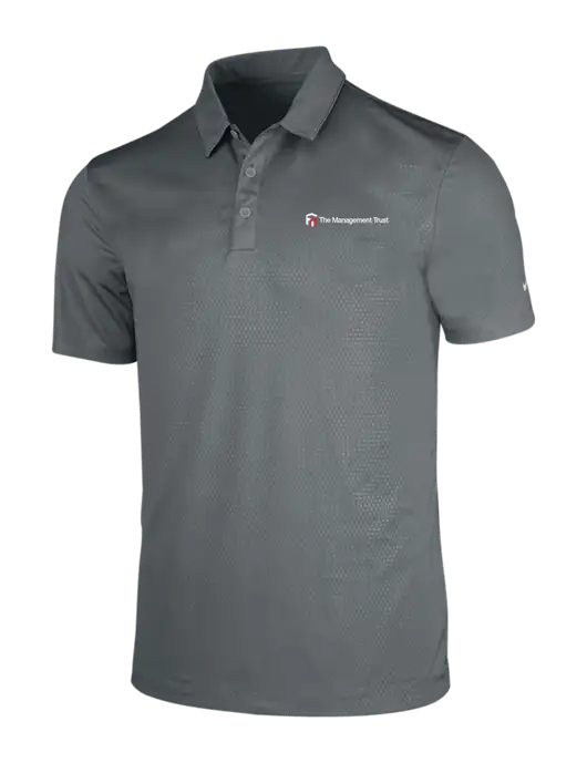 NIKE Medium Grey Dri-Fit Embossed Tri-Blade Polo w/The Management Trust Logo