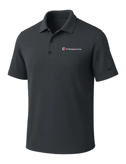 NIKE Dark Grey Dri-Fit Micro Pique Polo w/The Management Trust Logo
