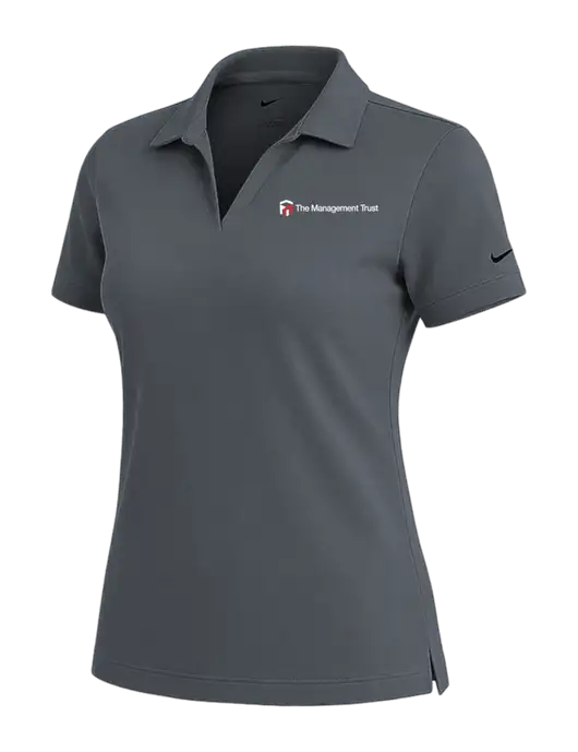 NIKE Dark Grey Womens Dri-Fit Micro Pique Polo w/The Management Trust Logo