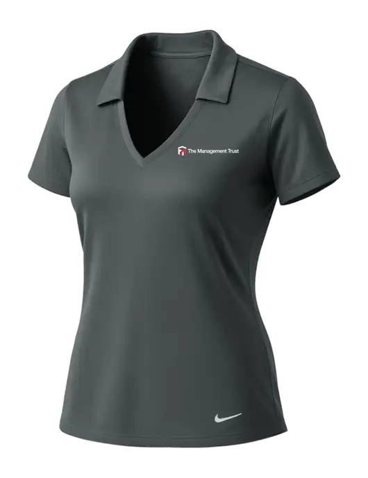 NIKE Dark Grey Womens Dri-Fit Vertical Mesh Polo w/The Management Trust Logo