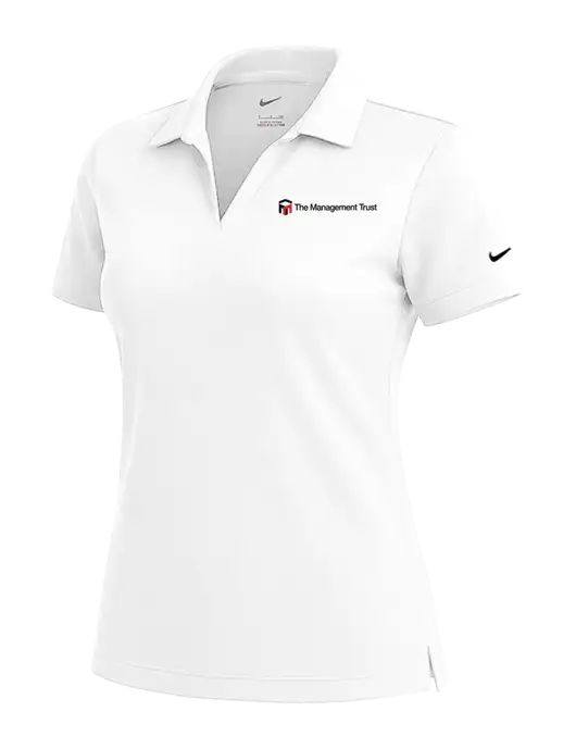 NIKE White Womens Dri-Fit Micro Pique Polo w/The Management Trust Logo