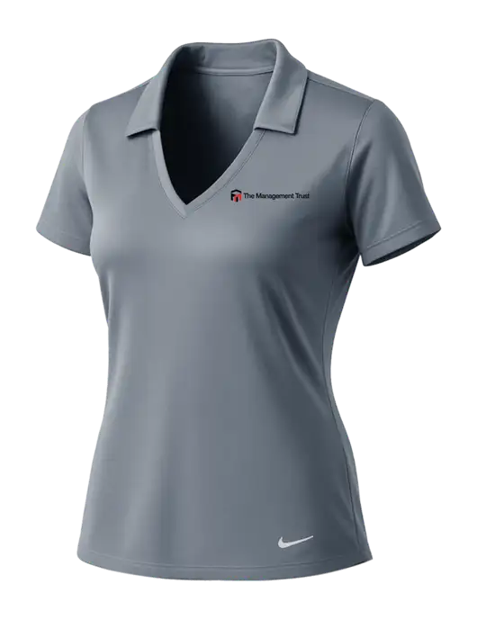 NIKE Medium Grey Womens Dri-Fit Vertical Mesh Polo w/The Management Trust Logo