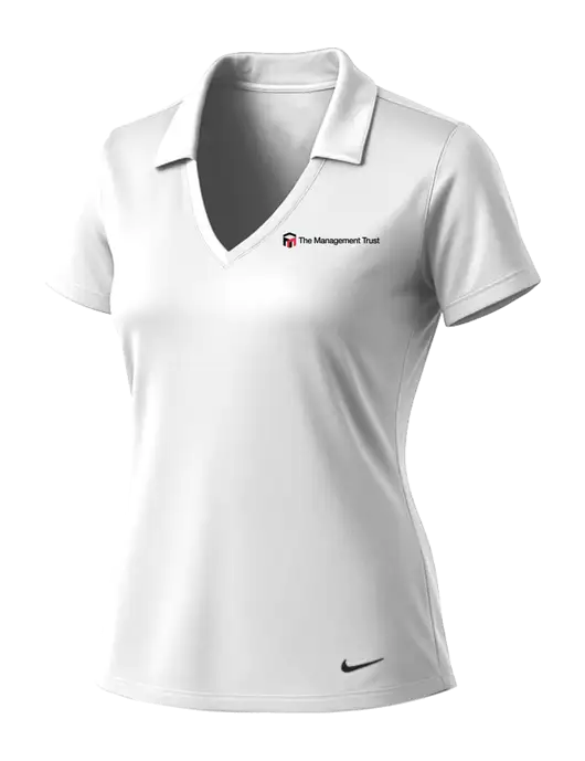 NIKE White Womens Dri-Fit Vertical Mesh Polo w/The Management Trust Logo