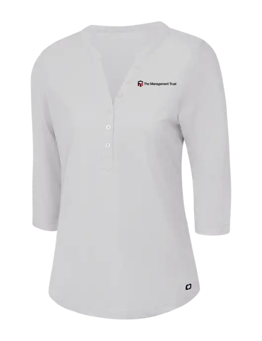 OGIO Bright White Jewel Henley w/The Management Trust Logo