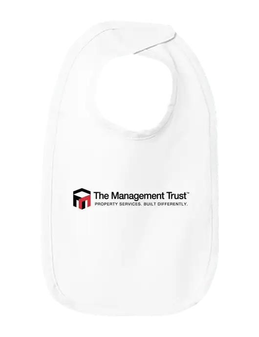 Rabbit Skins White Infant Premium Jersey Bib w/The Management Trust Logo