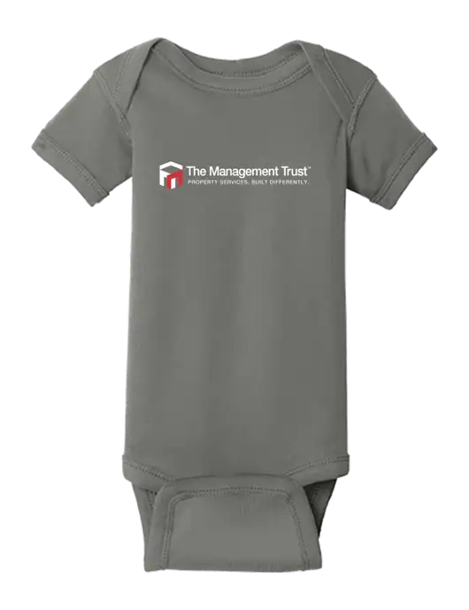 Rabbit Skins Charcoal Infant Short Sleeve Baby Rib Bodysuit w/The Management Trust Logo