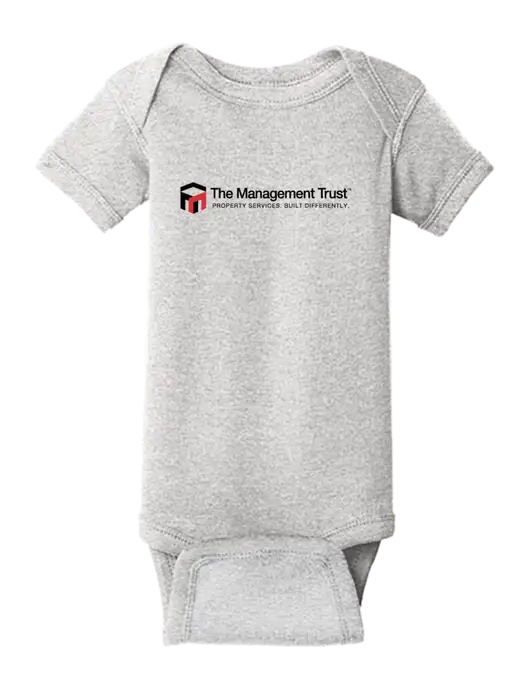 Rabbit Skins Light Grey Heather Infant Short Sleeve Baby Rib Bodysuit w/The Management Trust Logo
