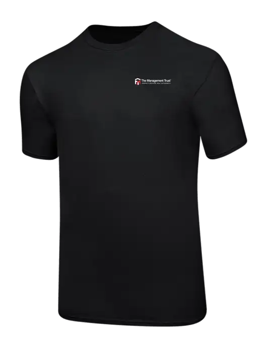 Ring Spun Jet Black 4.5 oz T-Shirt w/The Management Trust Logo