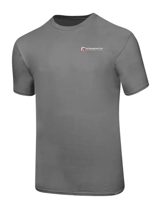 Ring Spun Medium Grey 4.5 oz T-Shirt w/The Management Trust Logo