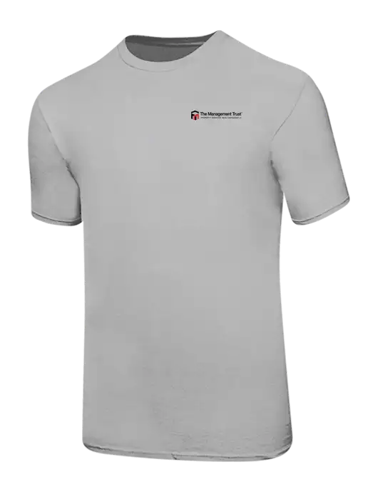 Ring Spun Silver 4.5 oz T-Shirt w/The Management Trust Logo