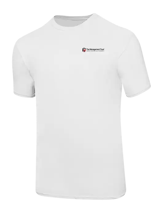 Ring Spun White 4.5 oz T-Shirt w/The Management Trust Logo