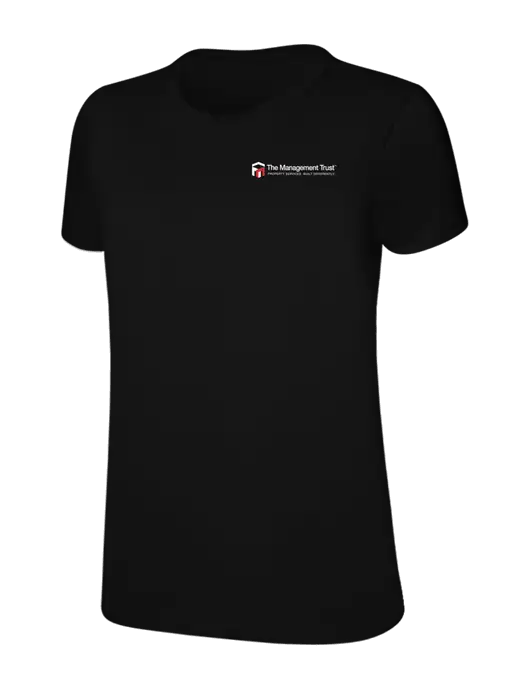 Womens Ring Spun Jet Black 4.5 oz T-Shirt w/The Management Trust Logo