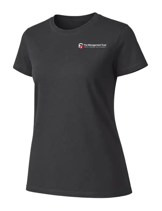 Womens Ring Spun Charcoal 4.5 oz T-Shirt w/The Management Trust Logo