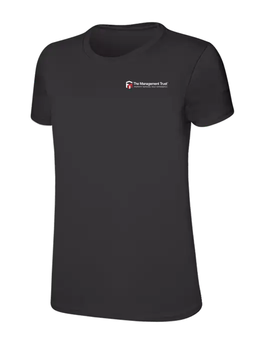 Womens Ring Spun Charcoal 4.5 oz T-Shirt w/The Management Trust Logo
