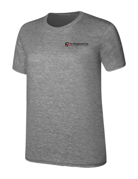 Womens Ring Spun Light Grey Heather 4.5 oz T-Shirt w/The Management Trust Logo