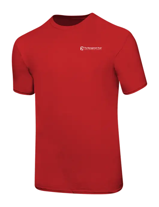 Ring Spun Red 4.5 oz T-Shirt w/The Management Trust Logo