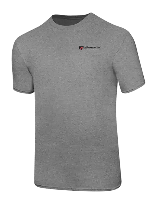Ring Spun Light Heather Grey 4.5 oz T-Shirt w/The Management Trust Logo