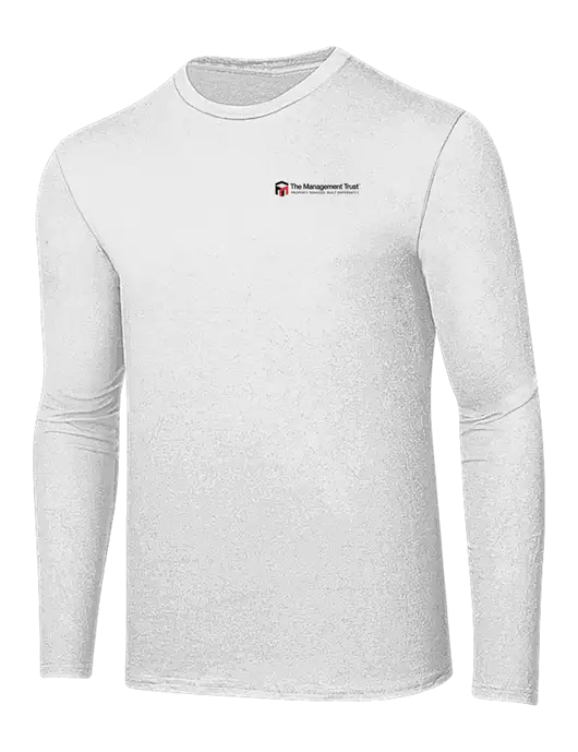 Ring Spun White 4.5 oz Long Sleeve T-Shirt w/The Management Trust Logo