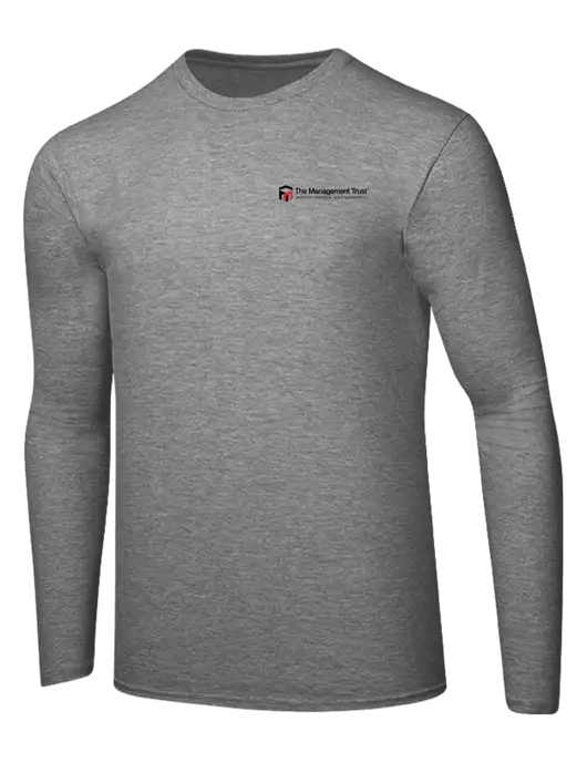Ring Spun Light Heather Grey 4.5 oz Long Sleeve T-Shirt w/The Management Trust Logo